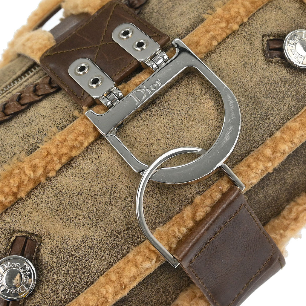 Christian Dior Beige Mouton Flight Handbag