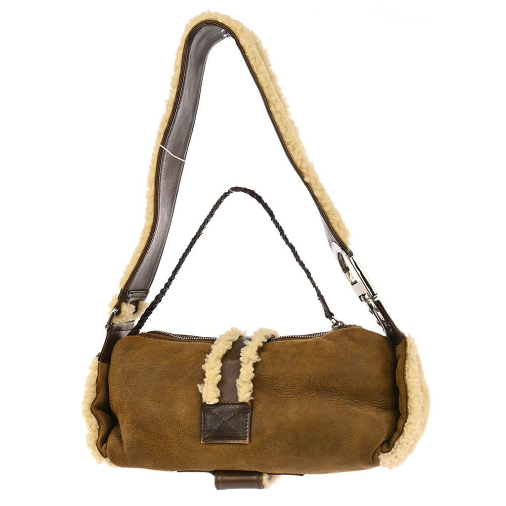 Christian Dior Brown Mouton Flight Shoulder Bag