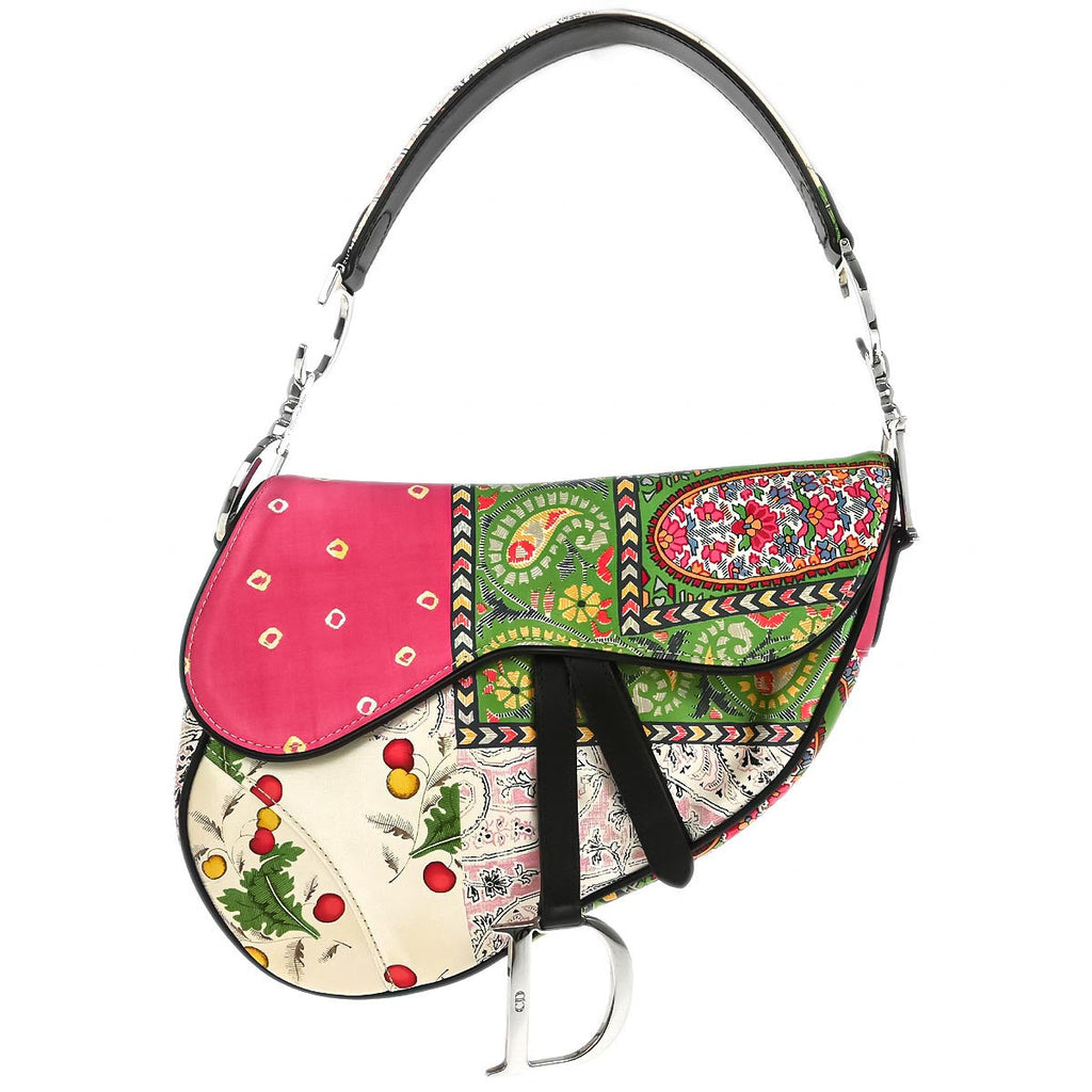Christian Dior Satin Paisley Saddle Handbag
