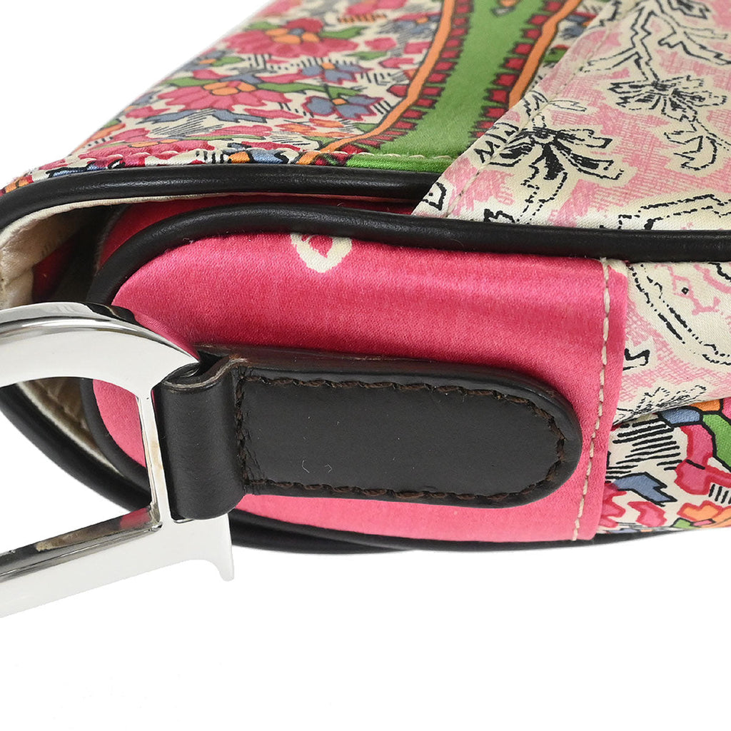 Christian Dior Satin Paisley Saddle Handbag
