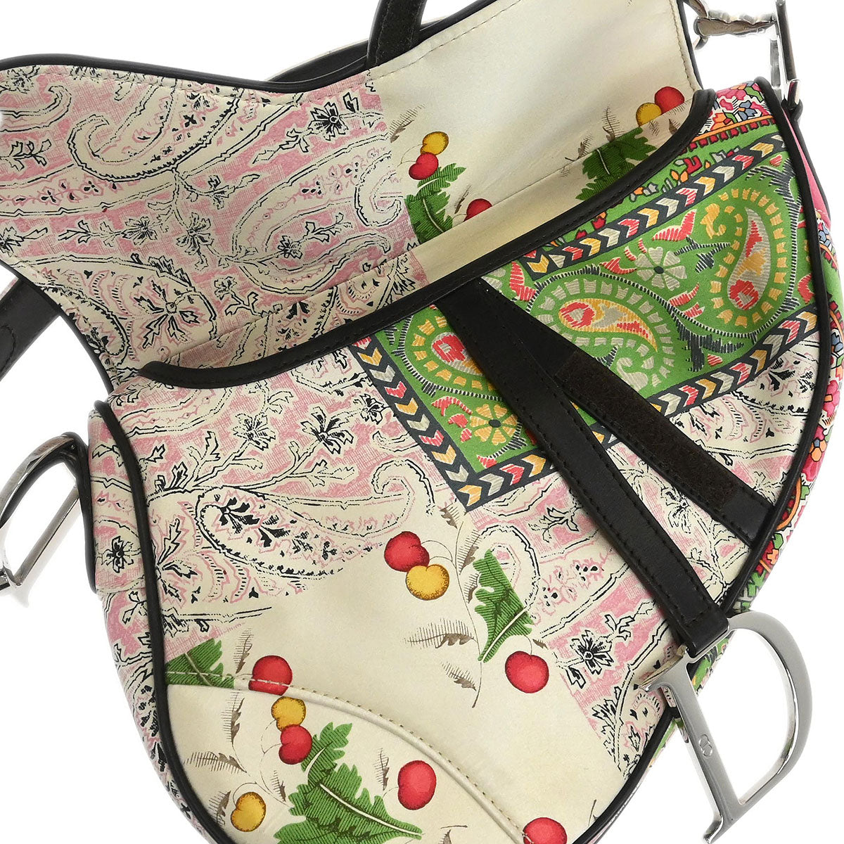 Christian Dior Satin Paisley Saddle Handbag
