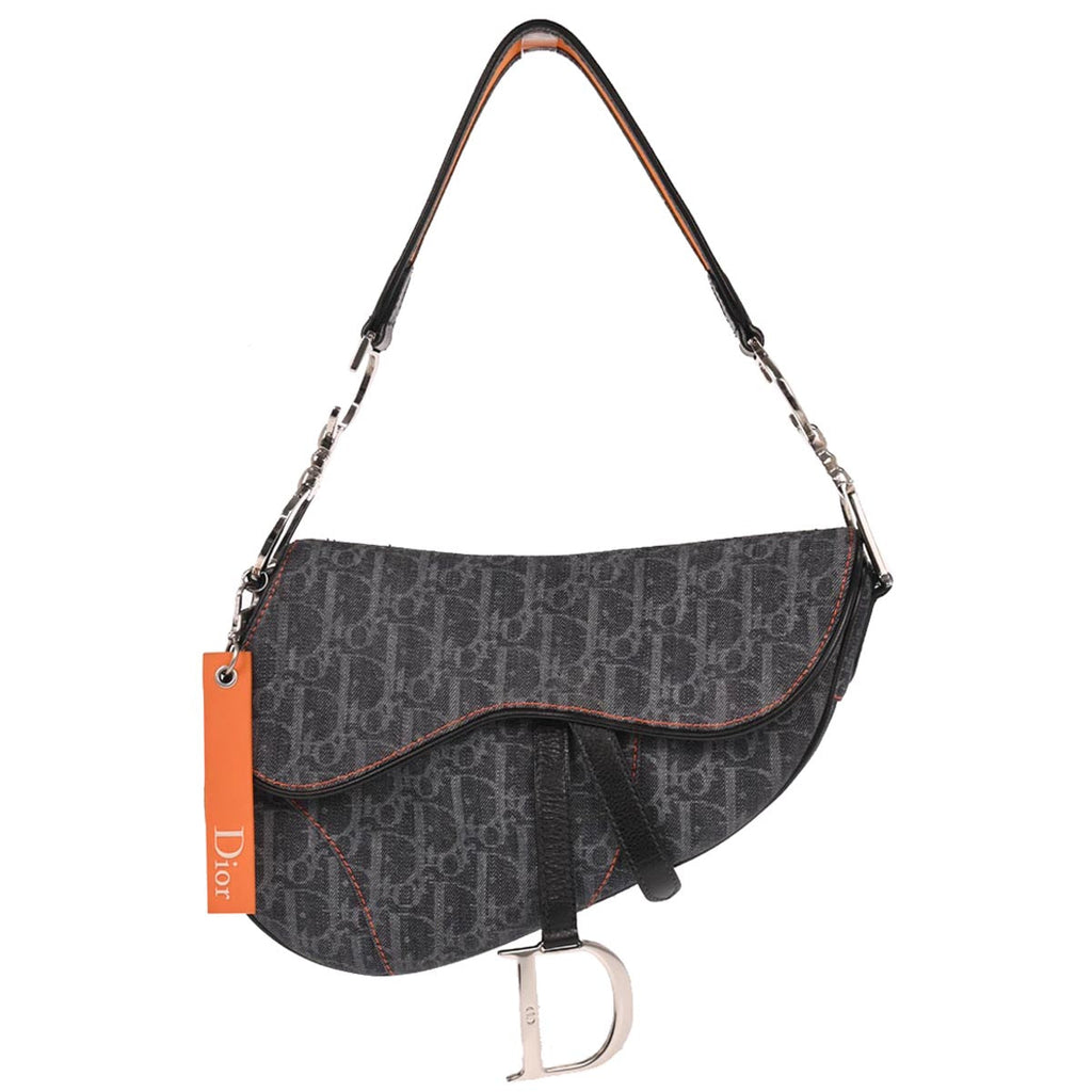 Christian Dior Navy Canvas Flight Trotter Saddle Handbag