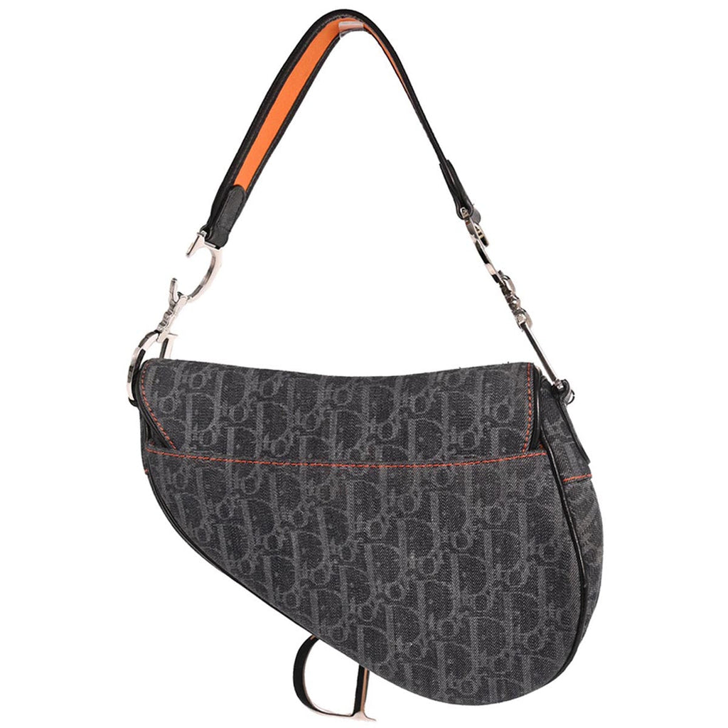 Christian Dior Navy Canvas Flight Trotter Saddle Handbag