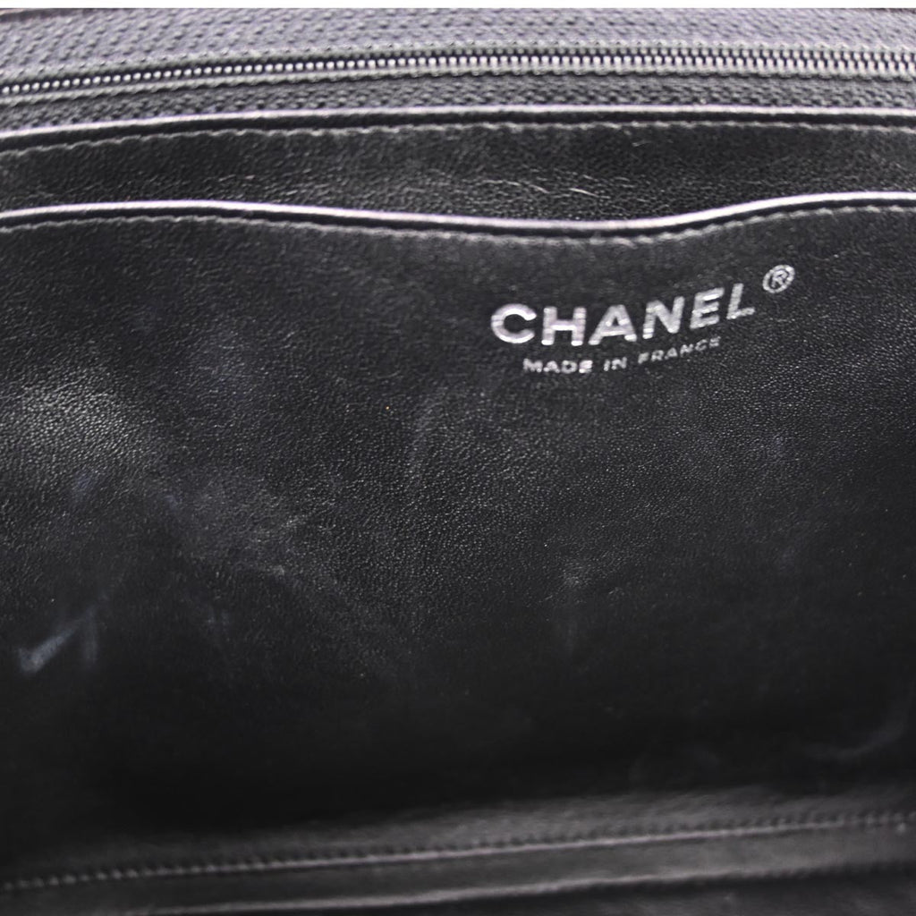 Chanel 2006-2008 Black Perforated Lambskin Jumbo Classic Flap Shoulder Bag