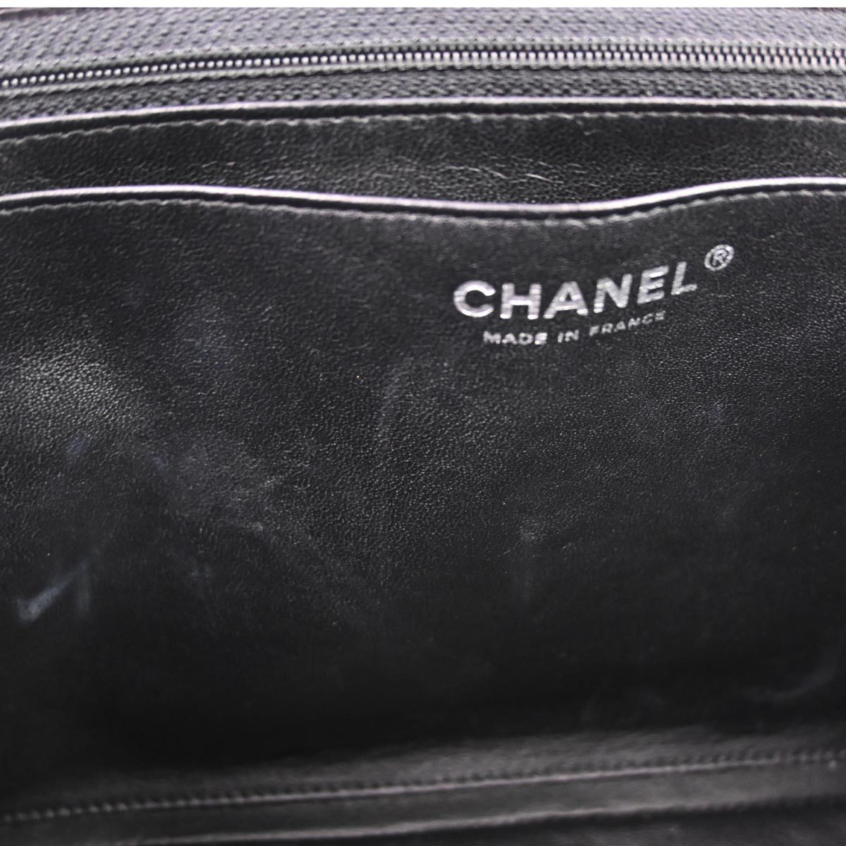 Chanel 2006-2008 Black Perforated Lambskin Jumbo Classic Flap Shoulder Bag