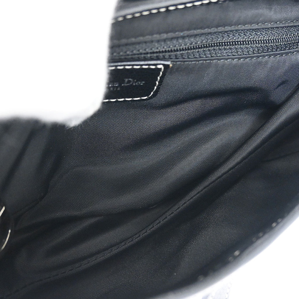 Christian Dior 2005 Black Embroidered Trotter Saddle Handbag