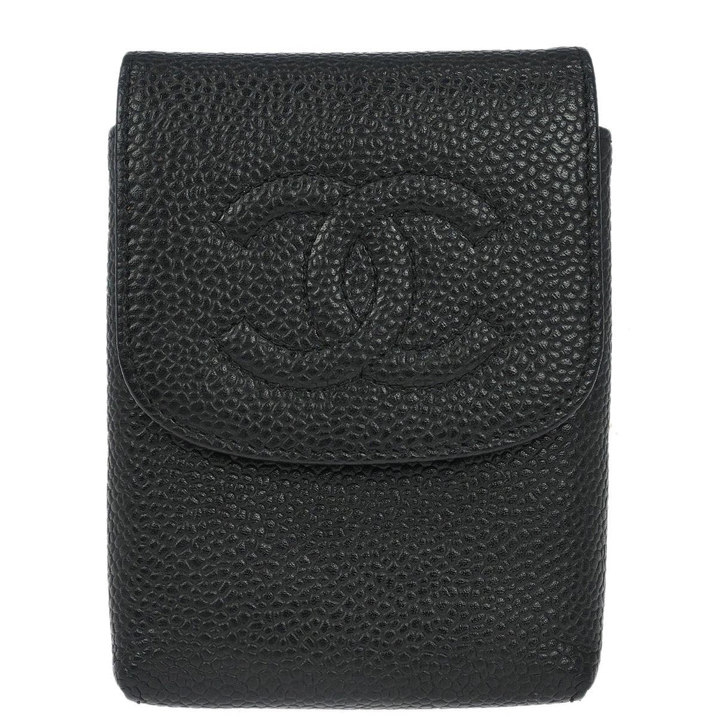 Chanel Black Caviar Skin Cigarette Case Small Good