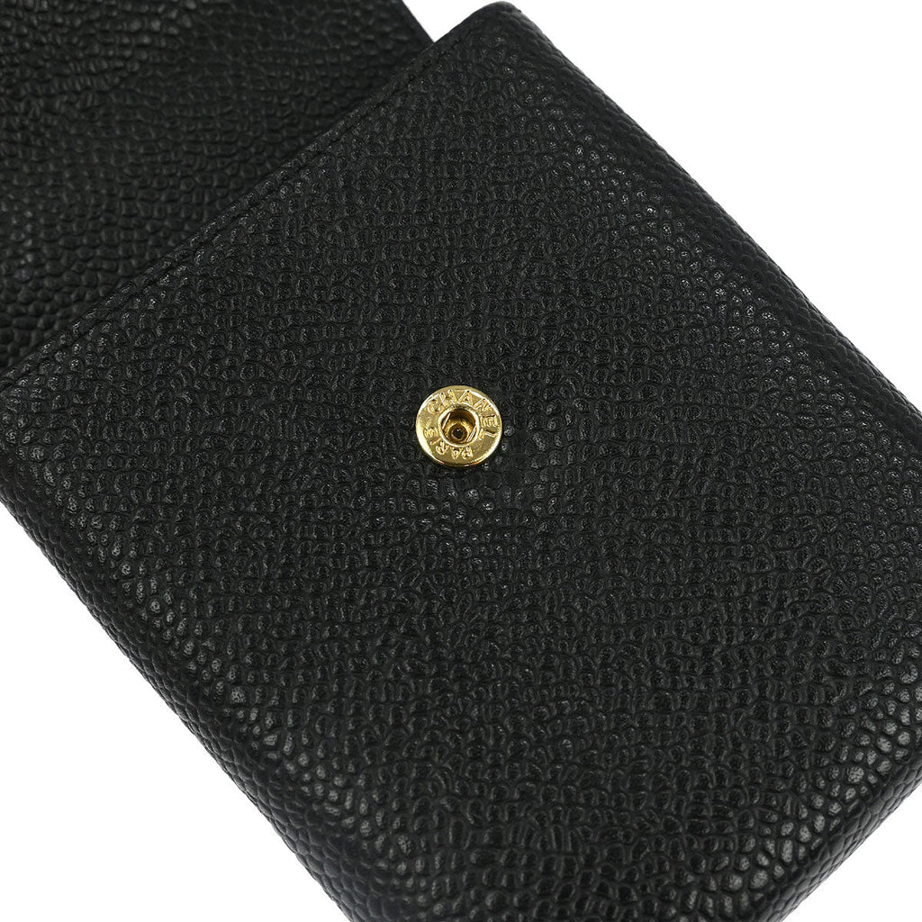 Chanel Black Caviar Skin Cigarette Case Small Good