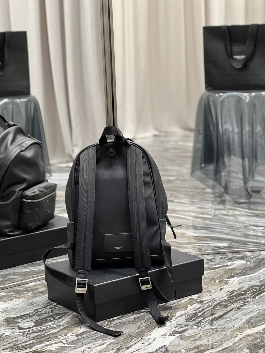 Top Quality City Backpack In Unisex For Women 13.8in/35cm Black YSL