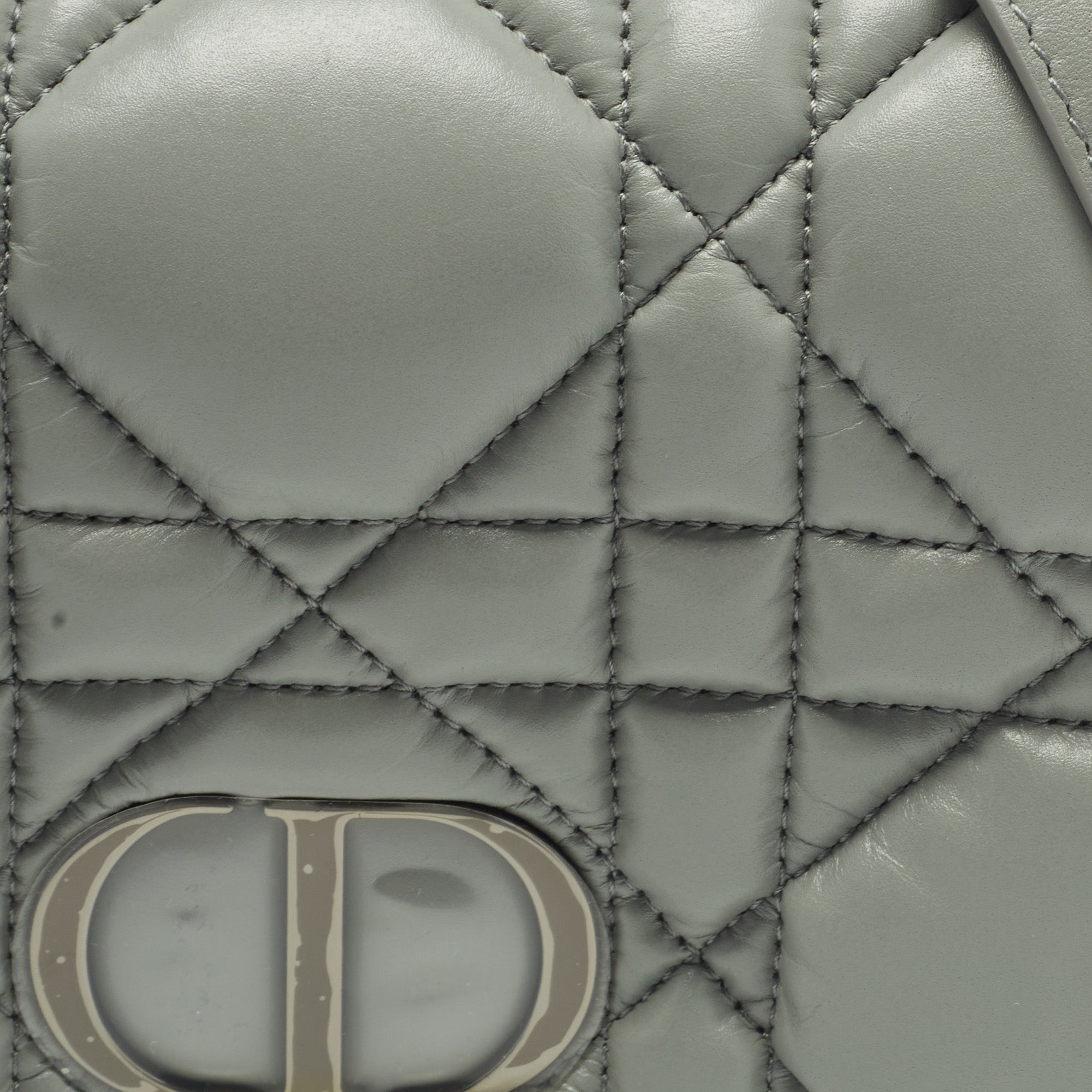 Dior Stone Grey Macrocannage Leather Mini Caro Bag