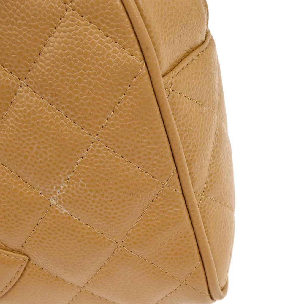 Chanel 2003-2004 Beige Caviar Bowling Bag 27
