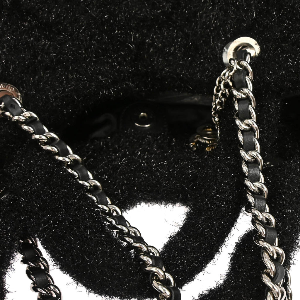 Chanel 2017-2018 Black Pluto Glitter Shopping Tote Chain Handbag