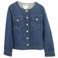 Chanel 1999 Single Breasted Collarless Denim Jacket Blue #40