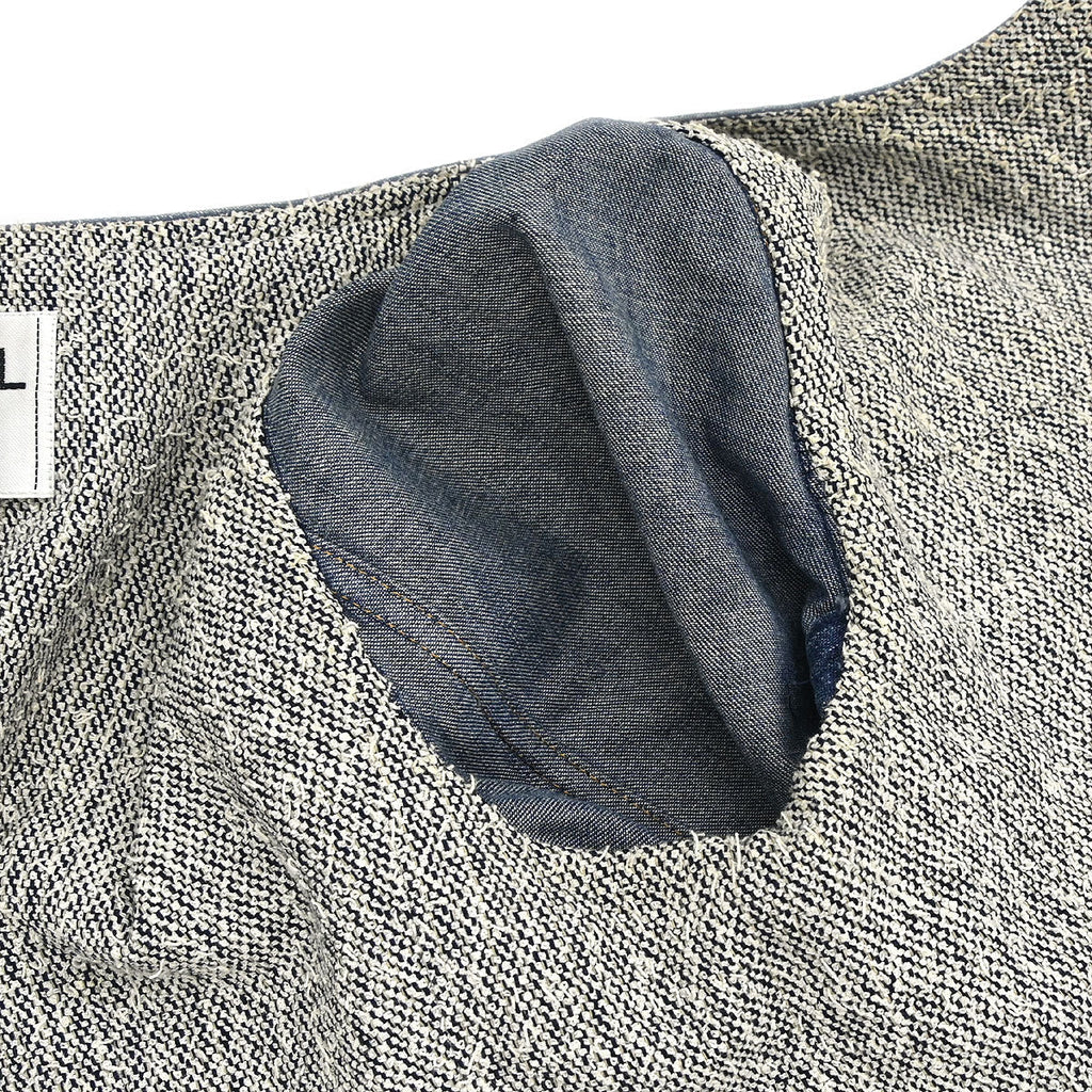 Chanel 1999 Single Breasted Collarless Denim Jacket Blue #40