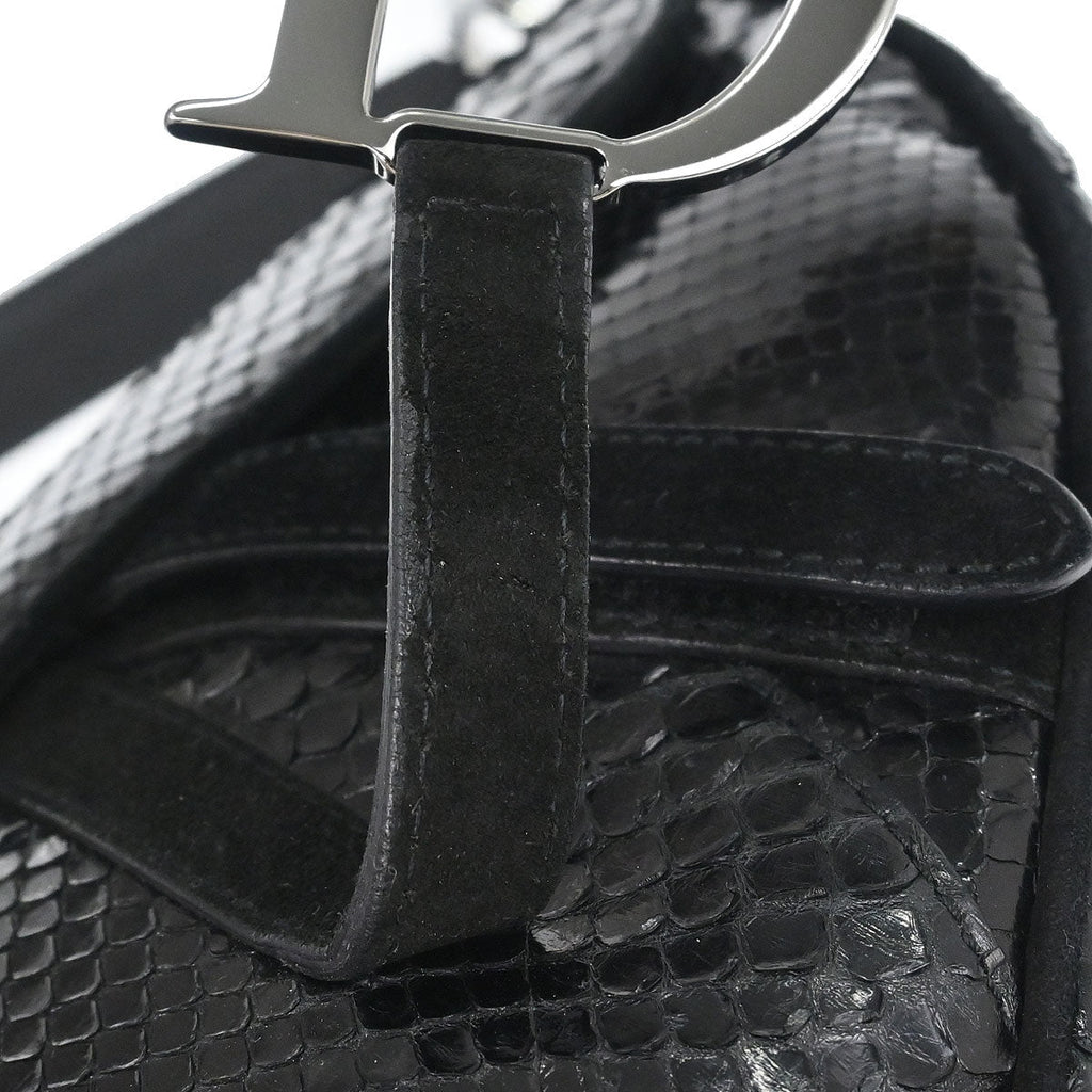 Christian Dior * Black Python Saddle Handbag
