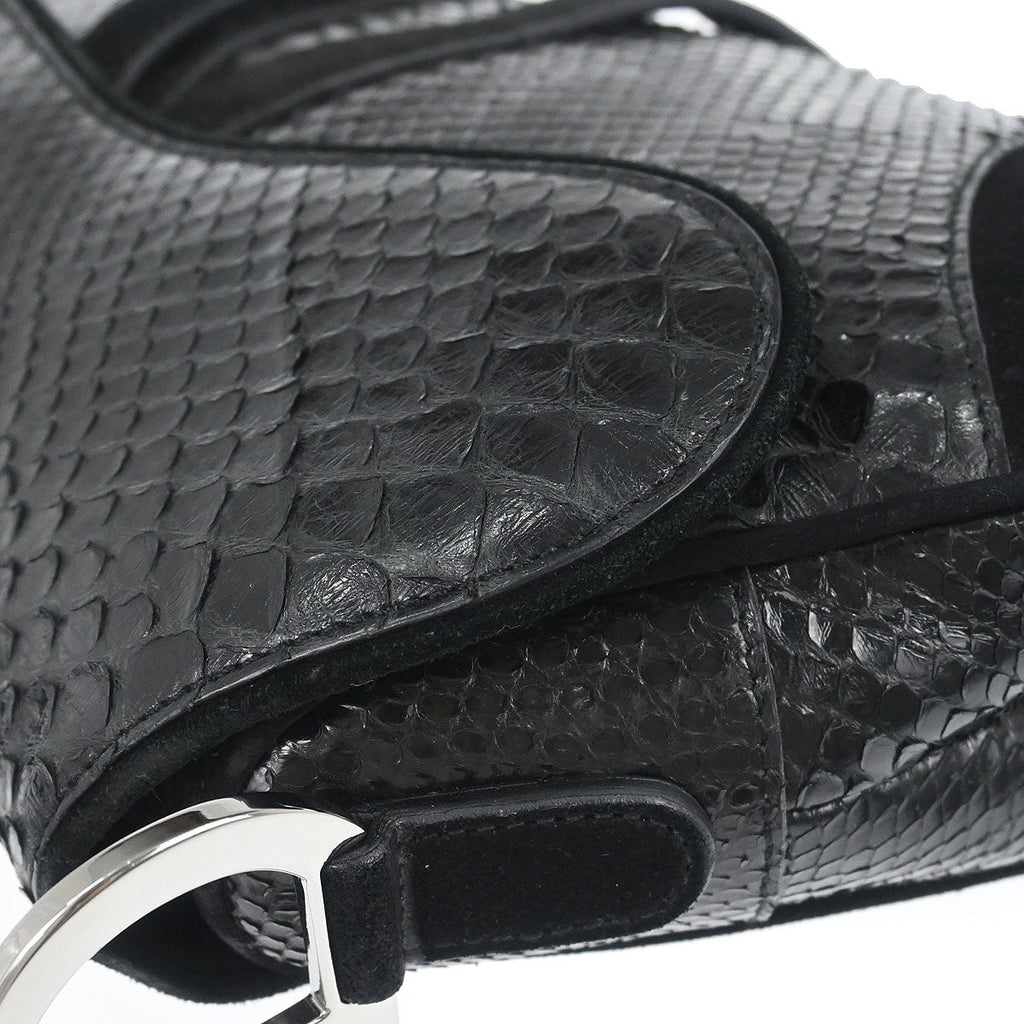 Christian Dior * Black Python Saddle Handbag