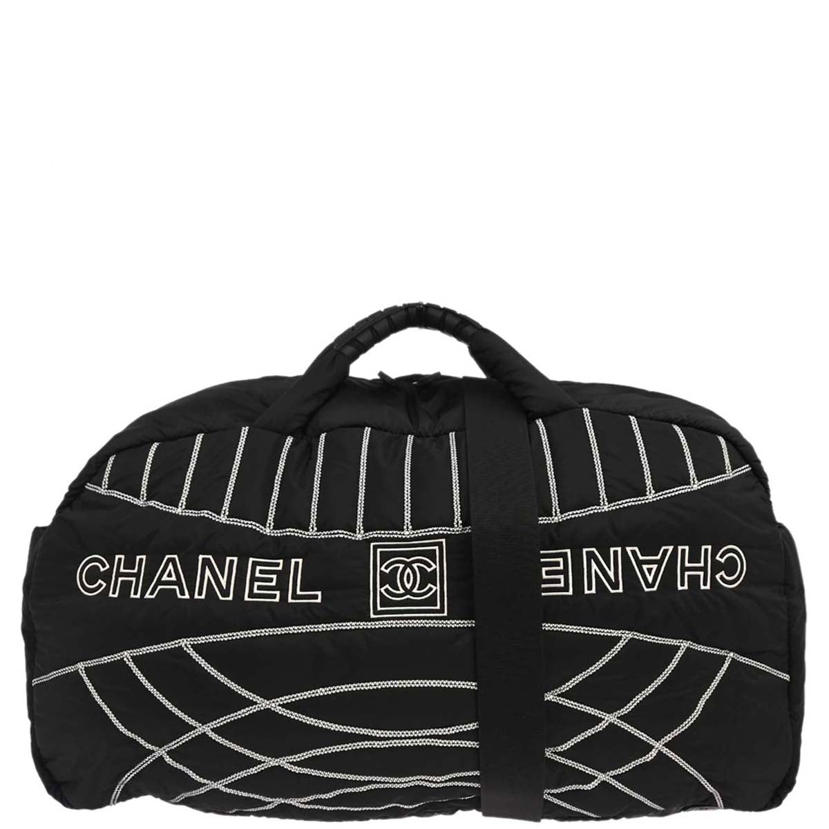 Chanel 2005-2006 Black Nylon Sport Line 2way Shoulder Gym Bag