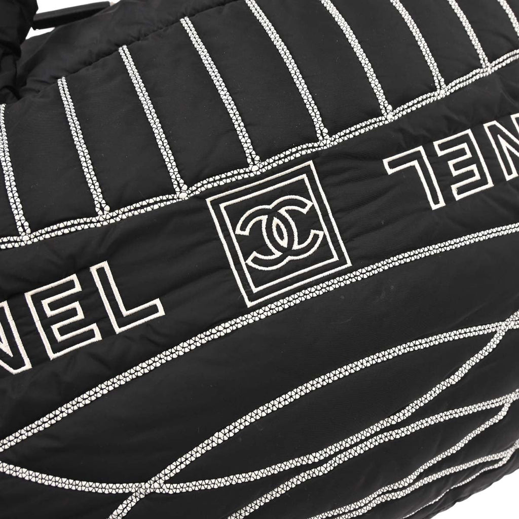 Chanel 2005-2006 Black Nylon Sport Line 2way Shoulder Gym Bag