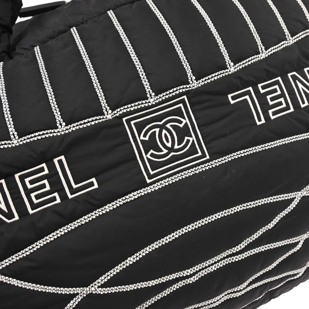 Chanel 2005-2006 Black Nylon Sport Line 2way Shoulder Gym Bag