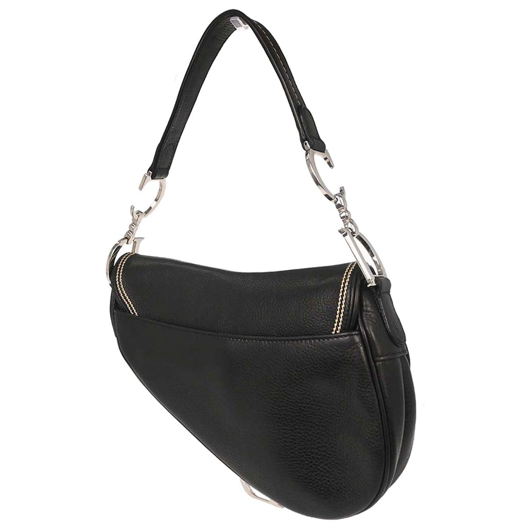 Christian Dior Black Leather Saddle Handbag