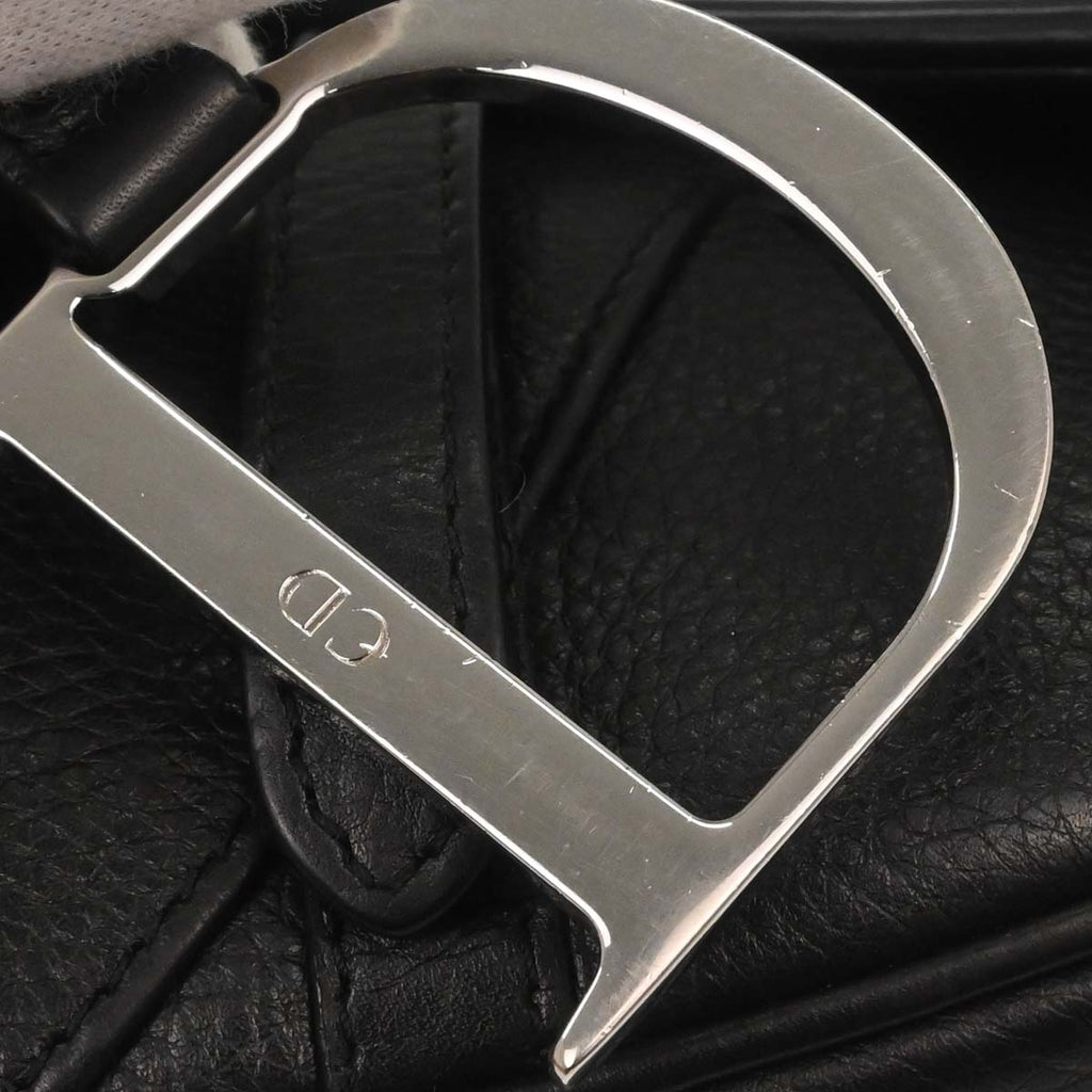 Christian Dior Black Leather Saddle Handbag