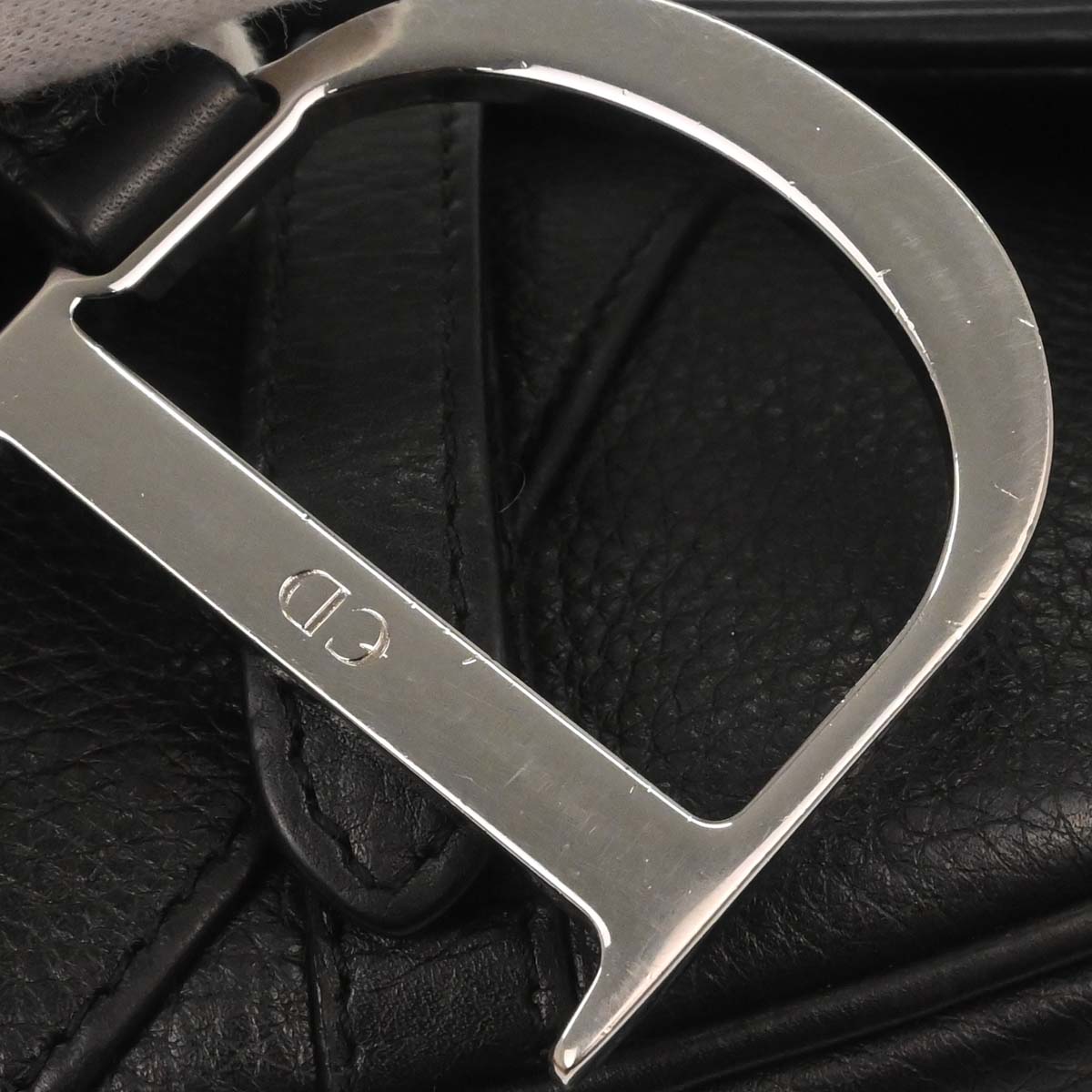 Christian Dior Black Leather Saddle Handbag