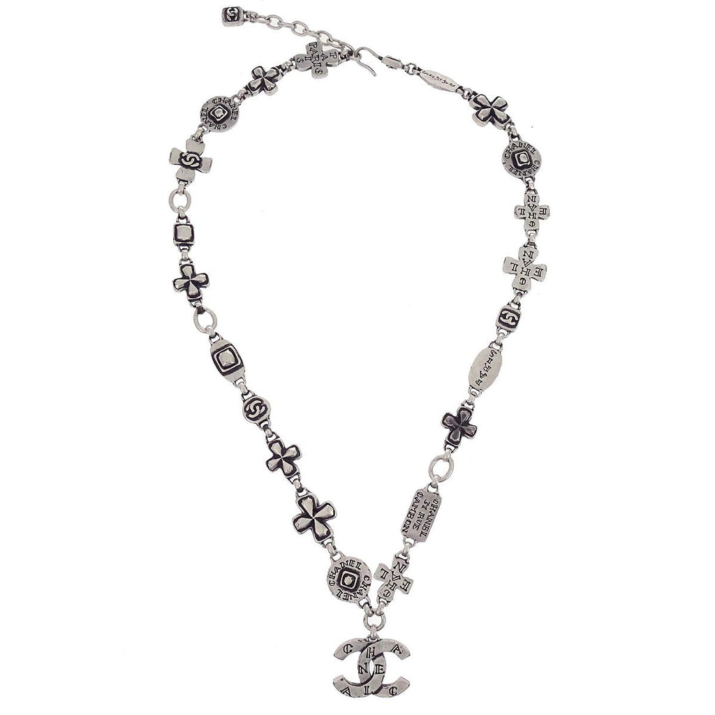 Chanel CC Chain Necklace Pendant Silver 99A