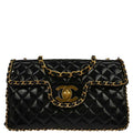 Chanel 1994-1996 Black Patent Leather Maxi Classic Flap Shoulder Bag
