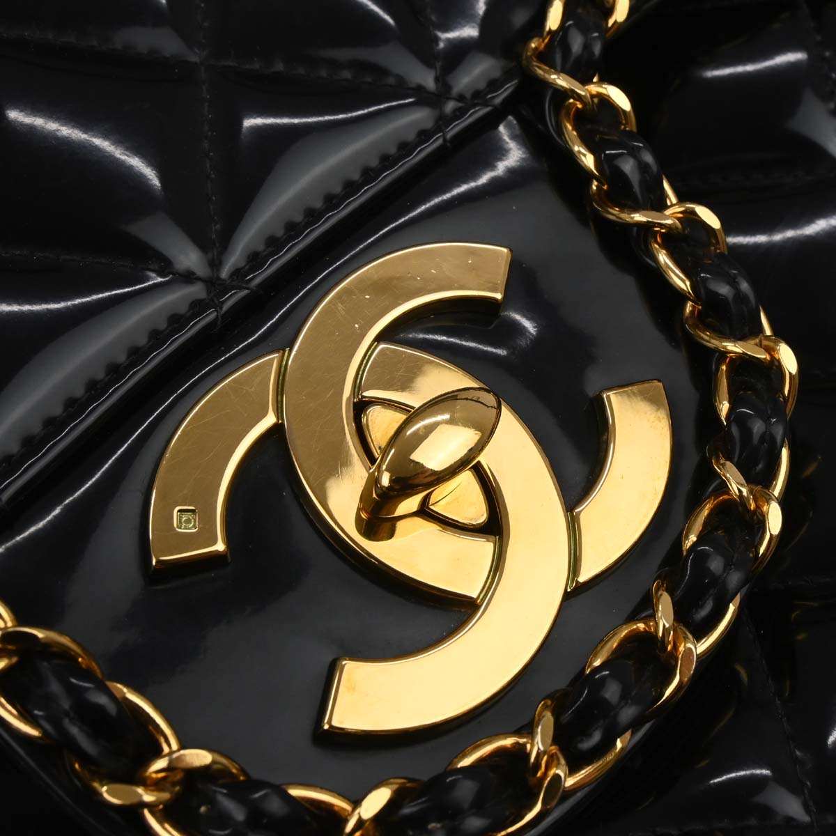 Chanel 1994-1996 Black Patent Leather Maxi Classic Flap Shoulder Bag