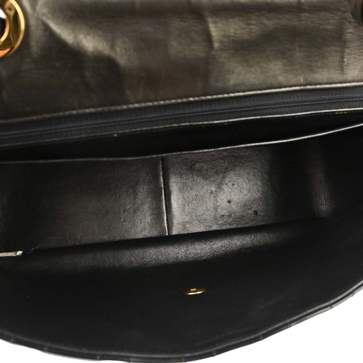 Chanel 1994-1996 Black Patent Leather Maxi Classic Flap Shoulder Bag