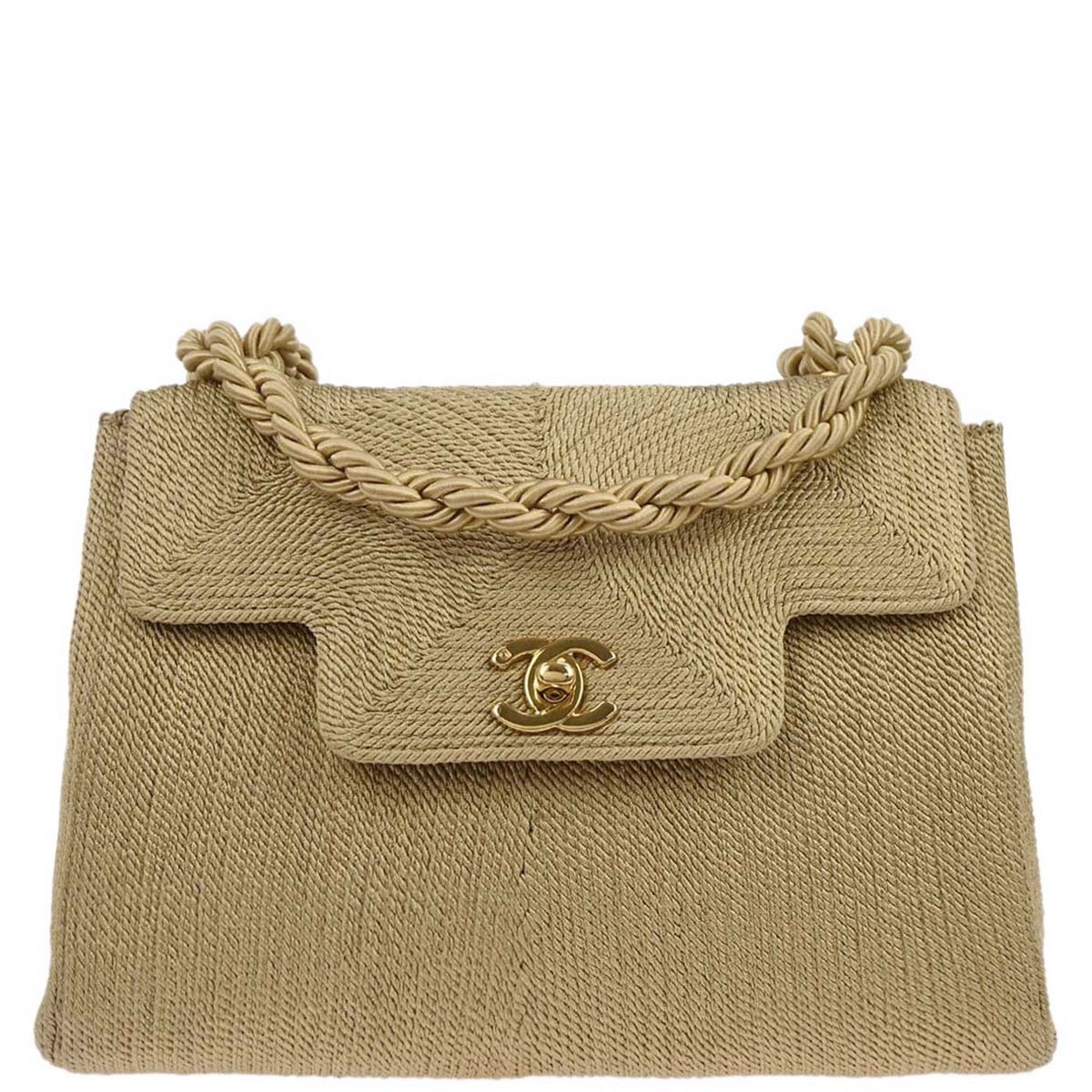 Chanel Beige Silk Rope Shoulder Bag