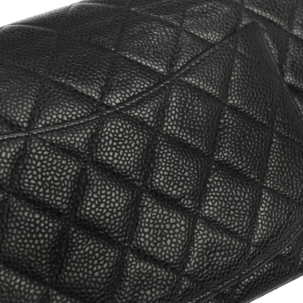 Chanel 2000-2002 Black Caviar Skin Small Classic Double Flap Shoulder Bag