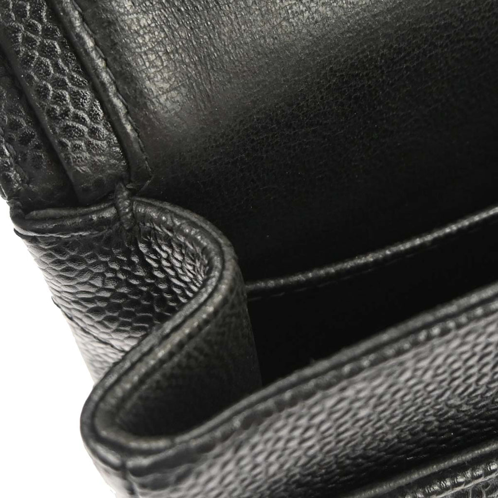 Chanel 2000-2002 Black Caviar Skin Small Classic Double Flap Shoulder Bag