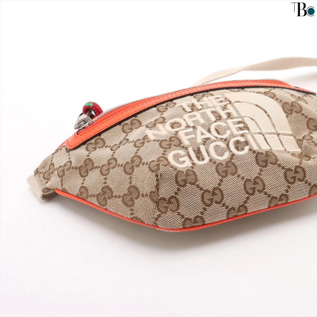 Gucci Ophidia Zip Belt Bag Gg Velvet Beige Canvas Clutche & Pouche Bag (Pre-Owned)