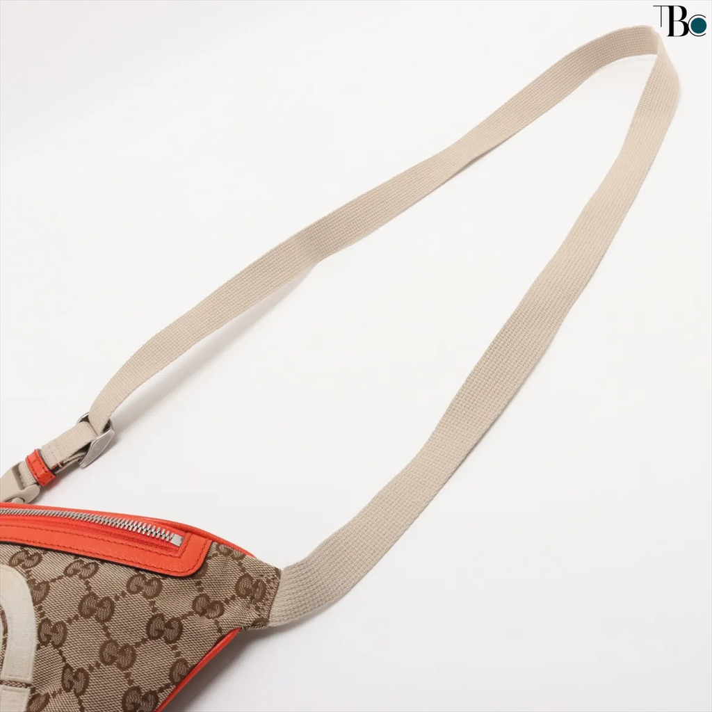 Gucci Ophidia Zip Belt Bag Gg Velvet Beige Canvas Clutche & Pouche Bag (Pre-Owned)