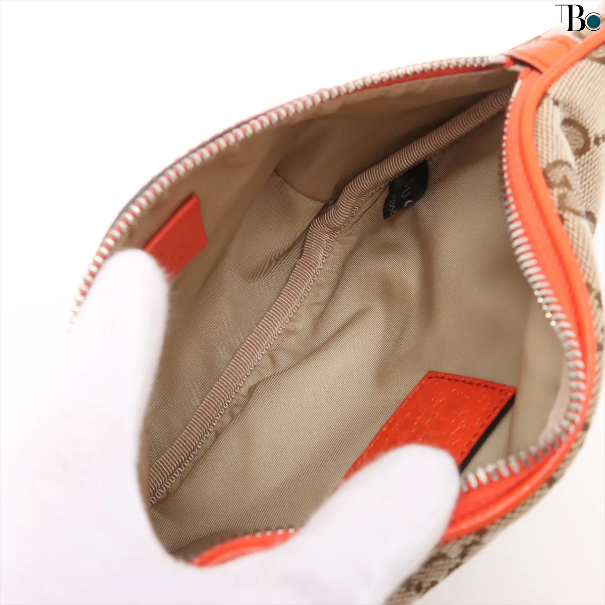 Gucci Ophidia Zip Belt Bag Gg Velvet Beige Canvas Clutche & Pouche Bag (Pre-Owned)