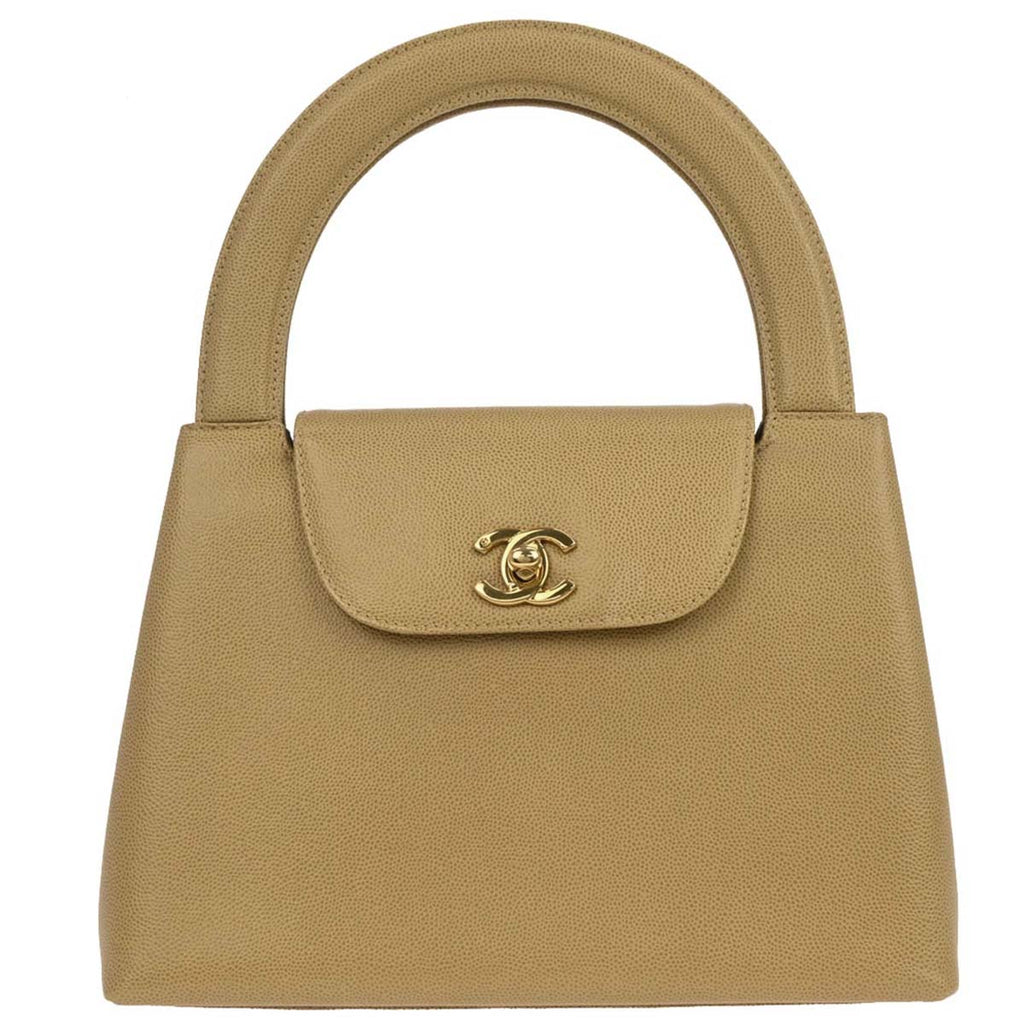 Chanel 1997-1999 Beige Caviar Skin Handbag