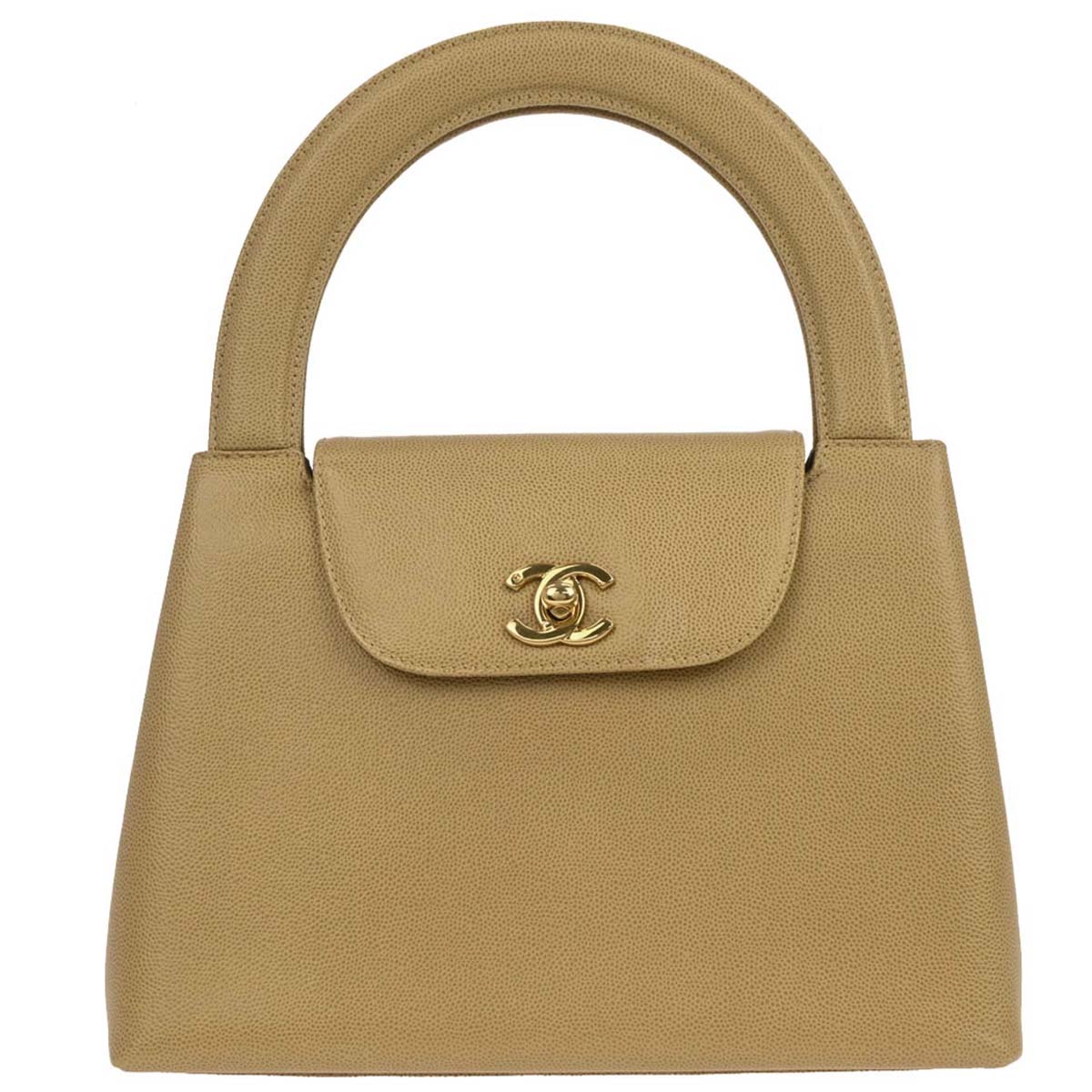 Chanel 1997-1999 Beige Caviar Skin Handbag