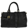 Chanel Black Lambskin Bicolore 2way Shoulder Duffle Handbag