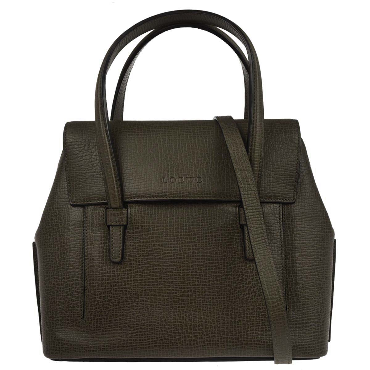 Loewe Khaki Leather 2way Shoulder Handbag