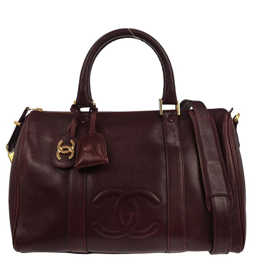Chanel 1991-1994 Bordeaux Caviar Skin 2way Shoulder Handbag