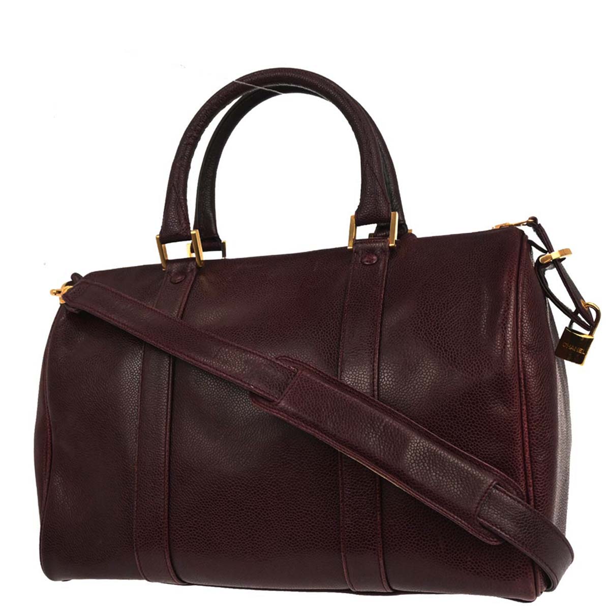 Chanel 1991-1994 Bordeaux Caviar Skin 2way Shoulder Handbag