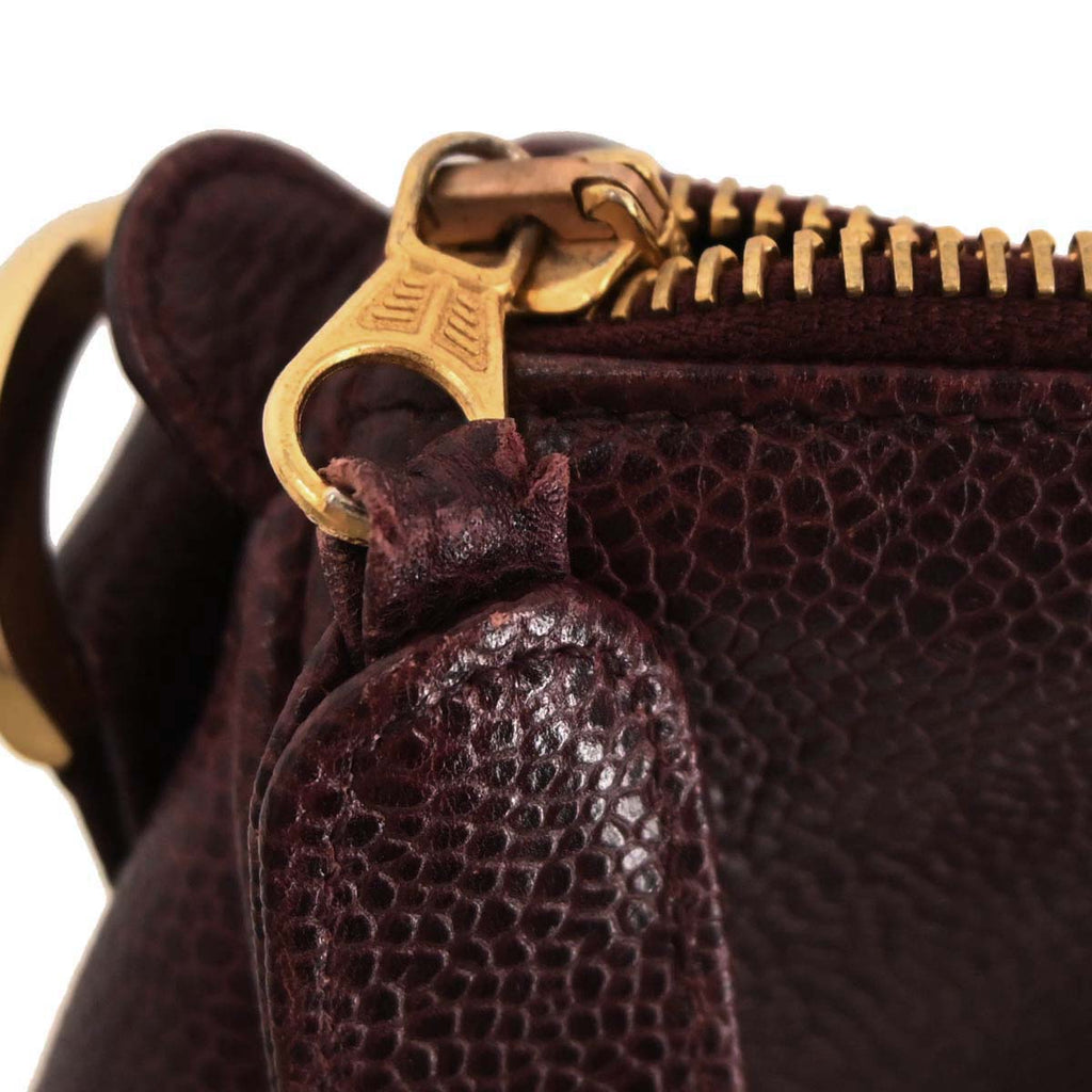 Chanel 1991-1994 Bordeaux Caviar Skin 2way Shoulder Handbag