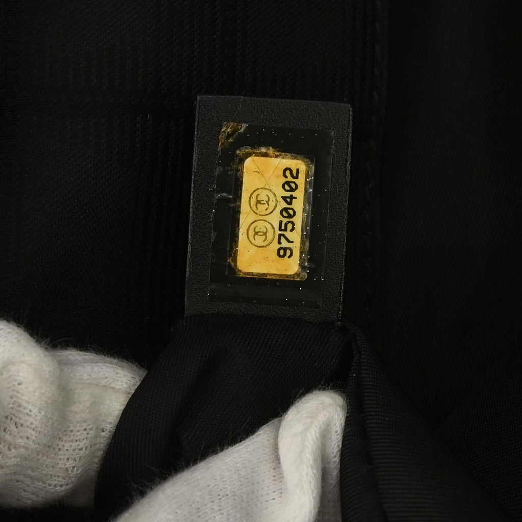 Chanel 2005-2006 Black Jacquard Nylon Travel Line Tote Handbag