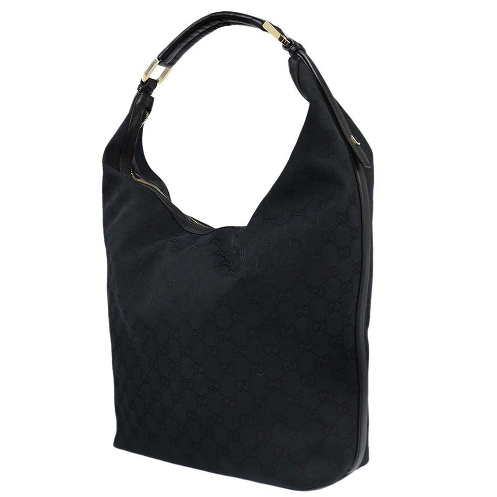 Gucci Black Canvas GG Hobo Handbag