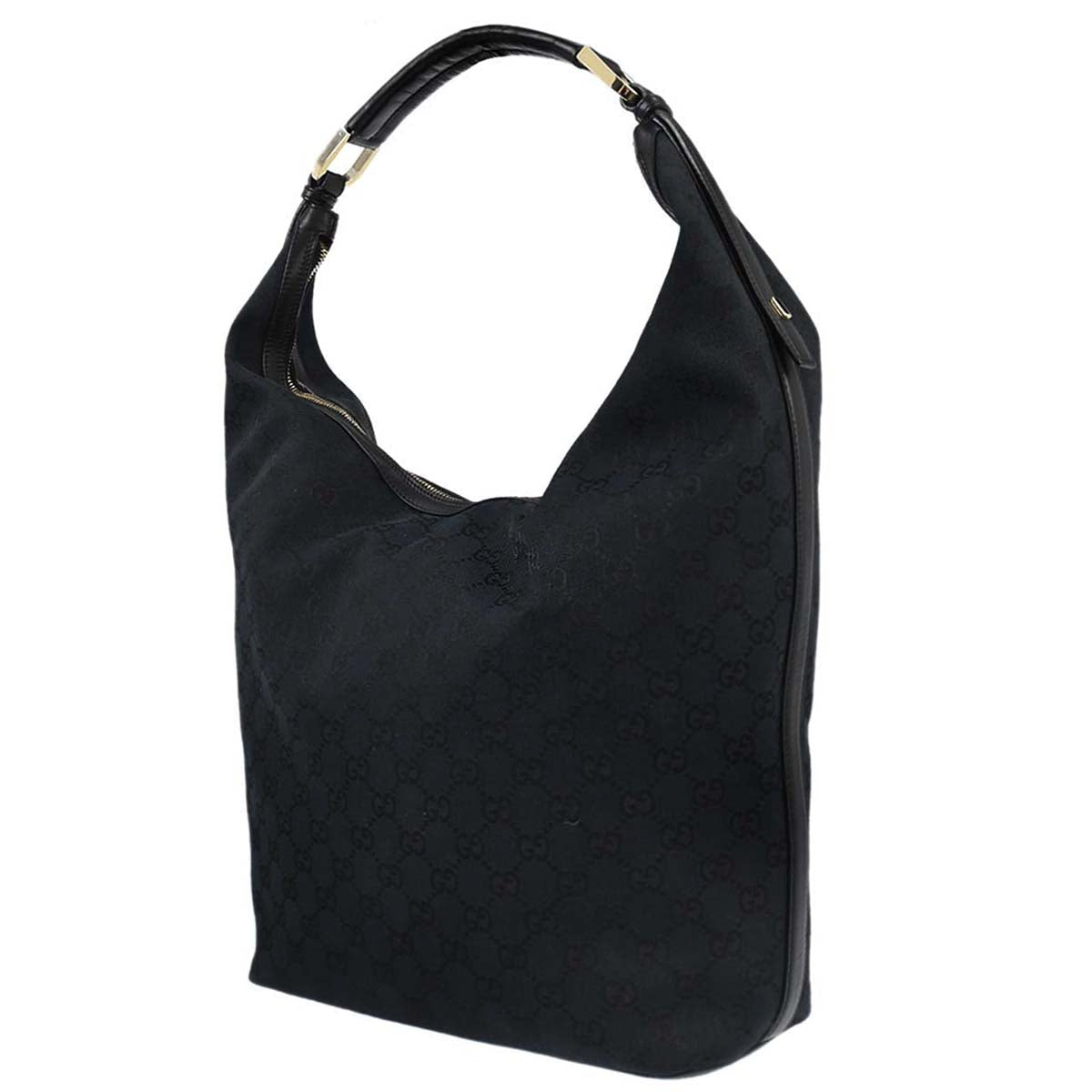 Gucci Black Canvas GG Hobo Handbag