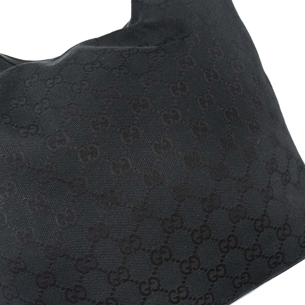 Gucci Black Canvas GG Hobo Handbag