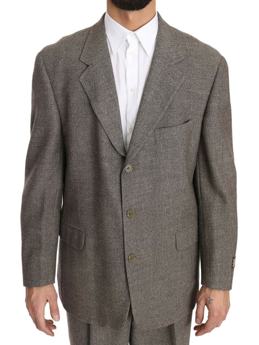 Fendi Brown Wool Regular Single  Breasted Men's Suit