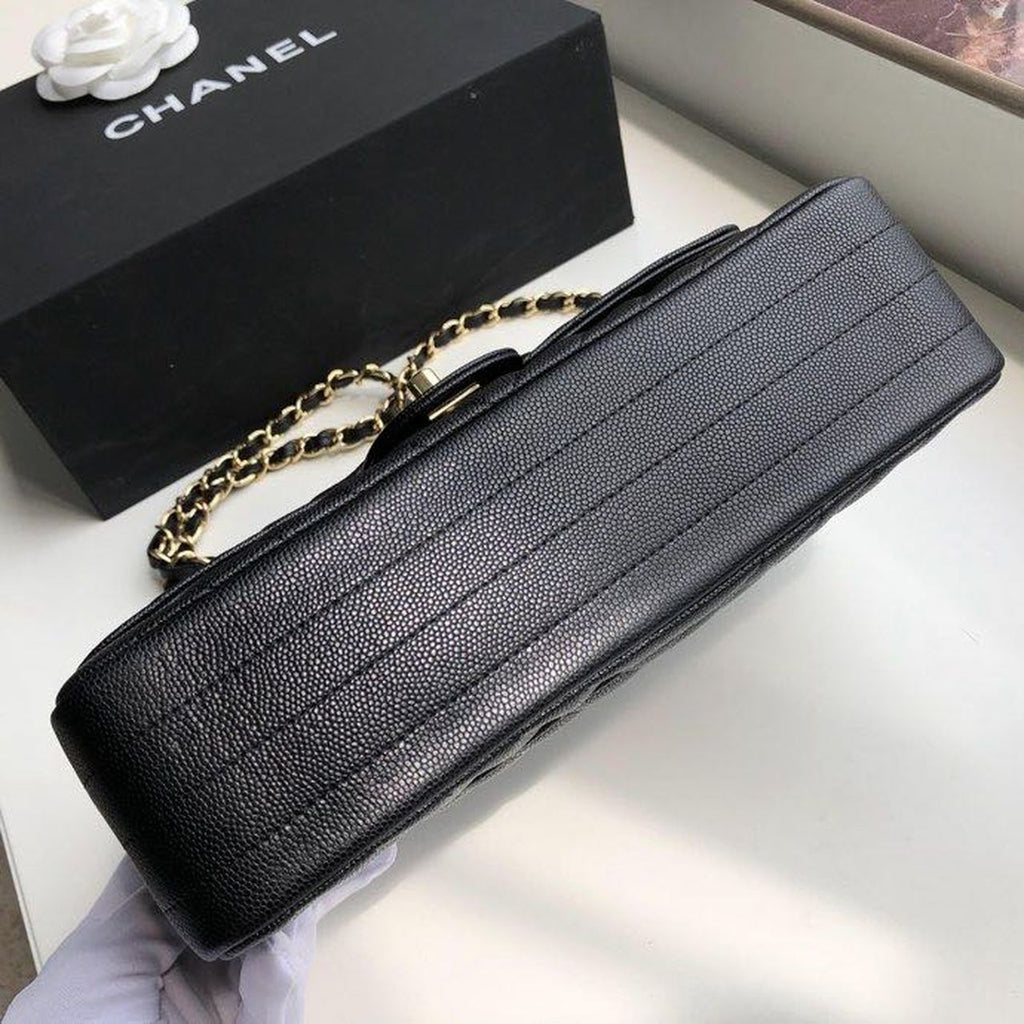 Chanel Chevron Classic Handbag Gold Toned Hardware Black For Women, WomenÃ¢â‚¬â„¢s Bags, Shoulder And Crossbody Bags 10.2in/26cm