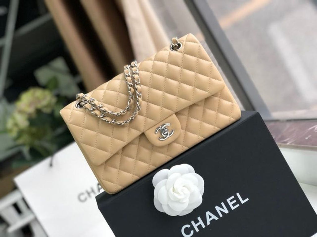 Chanel Classic Handbag SiLouis Vuittoner Hardware BeigeÃ‚Â For Women Bags, Shoulder And Crossbody Bags 10.2in/26cm A01112